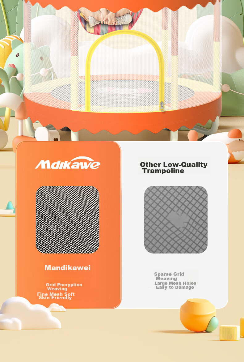 Mdikawe Indoor Trampoline for Home Use, Bouncy Bed Toy for Infants And Children Aged 1-2 Years Old, New Year And Birthday Gift 18