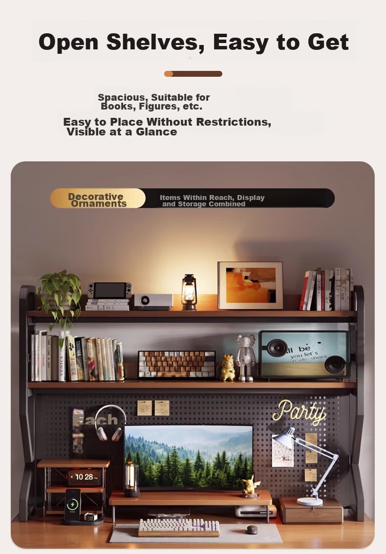 Quanpinwu Computer Desk with Storage, Gaming Desk, Study Table, Organizer Shelf, Pegboard Combination All-In Office Desk 9