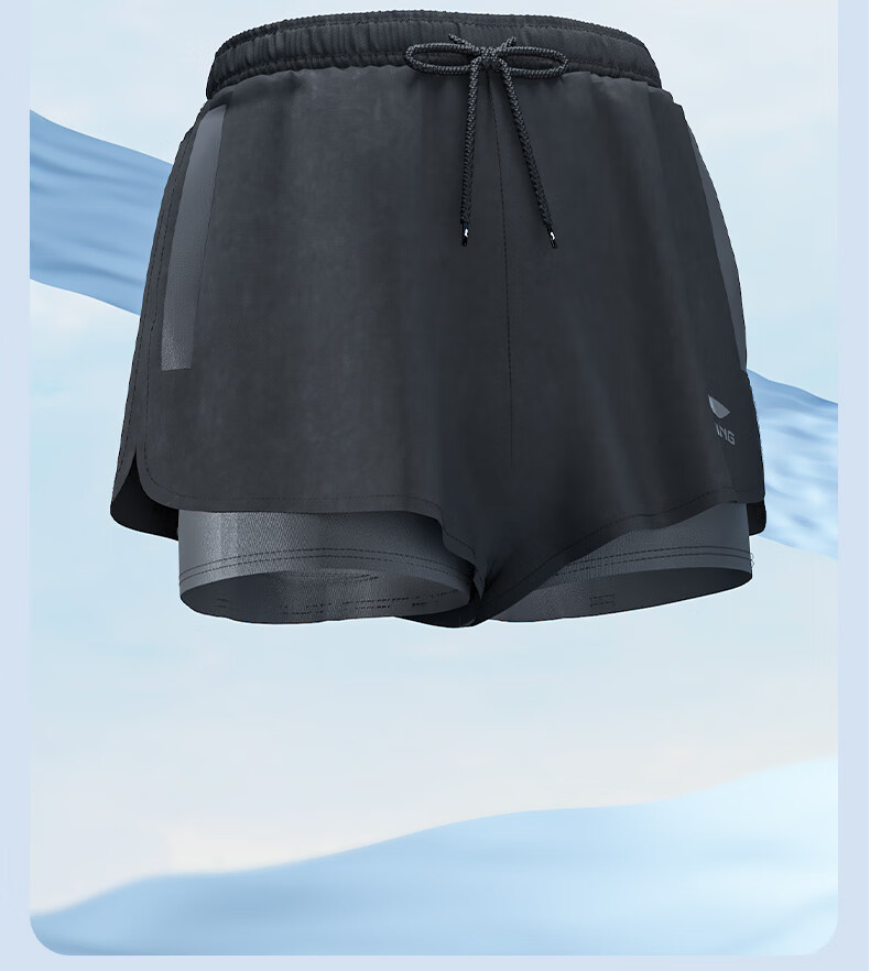 Li-Ning Men's Swim Trunks, Double-Layer Anti-Embarrassment, Suitable for Both Water And Land Use, Swimming Goggles, Swim Cap, Swimsuit Set for Men, 810 Black, XXL 10