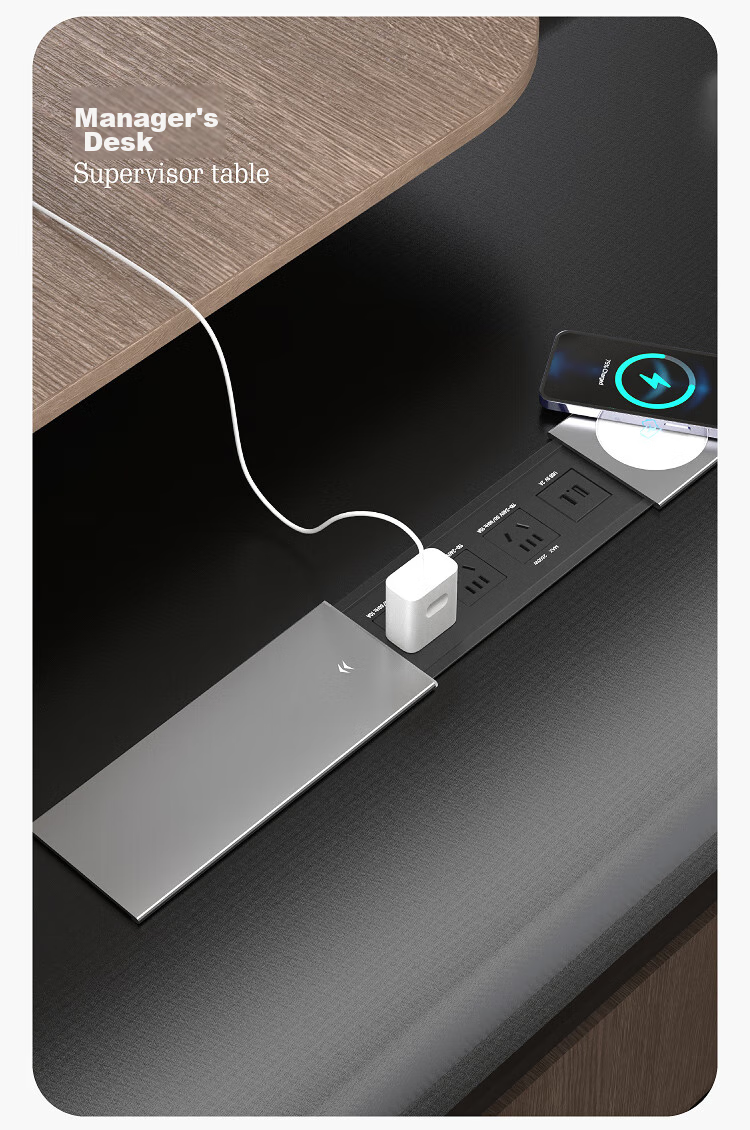 Comfort Embedded Desktop Power Strip Recessed Socket Island Table Desk Dining Table Hidden Socket Sliding Cover Embedded Power Strip 11