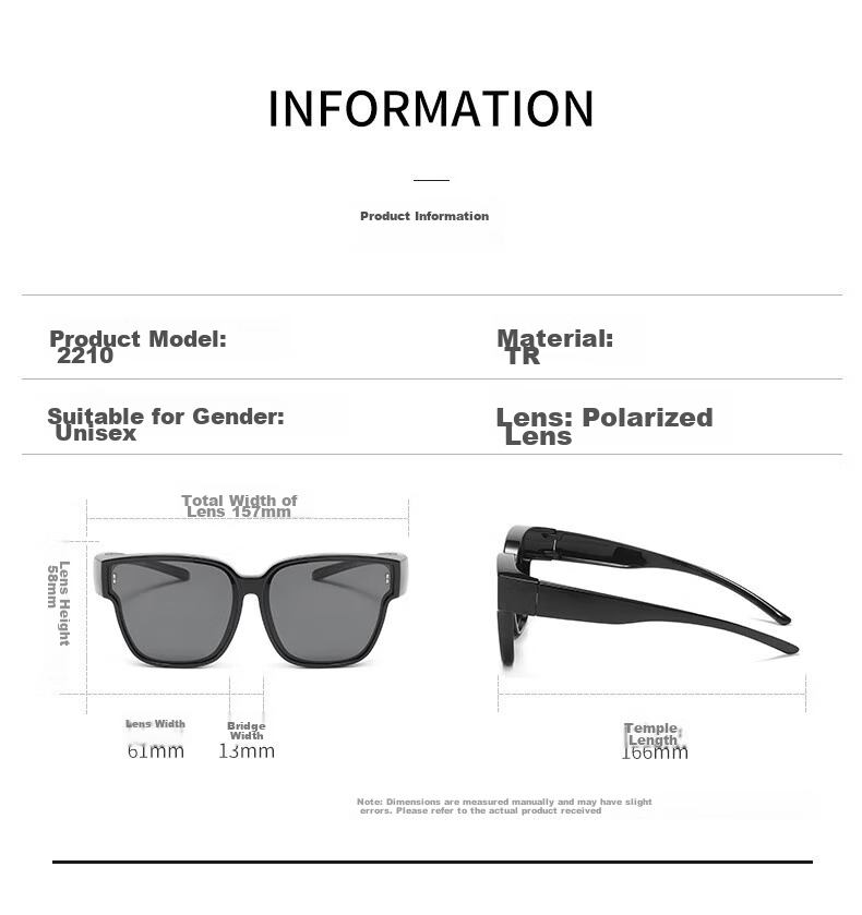 Boshide Sunglasses, Clip-On Sunglasses, Clip-On Sunglasses for Nearsighted Glasses, Polarized Sunglasses for Driving And Nearsightedness, Bright Black Color 8