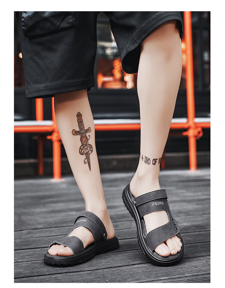 CARTELO Leather Sandals for Men, Summer 2026 Breathable Beach Shoes, Dual-Use Men's Outdoor Slippers, Perforated Sandals 13