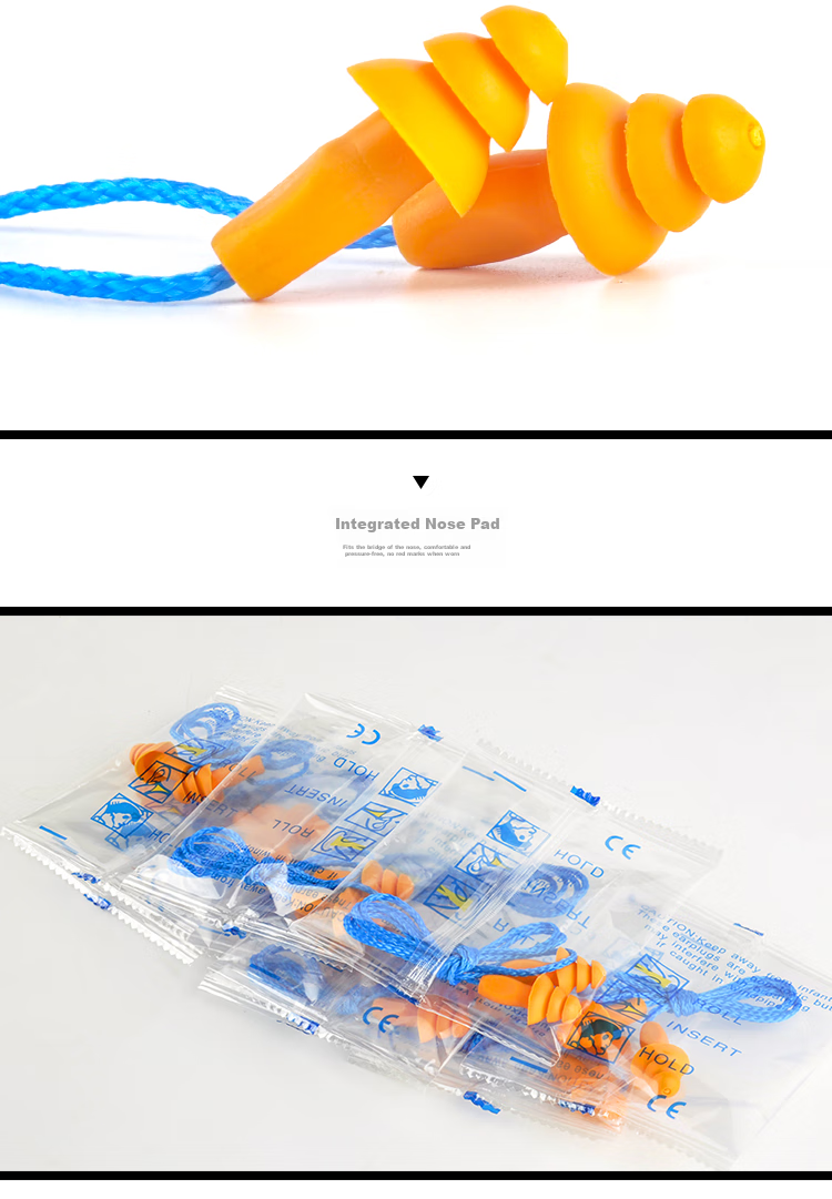 Ams Earplugs with Cord, Industrial Noise Reduction And Anti-Snoring Sleep Aid, Ultra-quiet Noise Cancellation, 100 Pairs/box, 311X 10