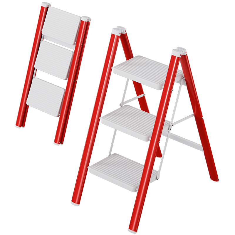 DU PONT Folding Ladder, Household A-Frame Ladder, Multi-Functional Step Stool, Climbing Platform, Small Step Ladder [Dongfanghong] Three Steps