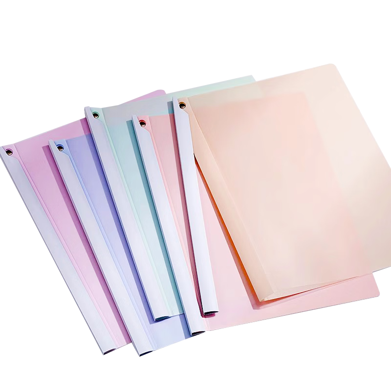 Jiamo Rotating Lever Arch File Folder A4 Paper Storage Folder Pull Rod File Organizer Document Folder Sliding Bar Loose-Leaf Folder Transparent Sheet Protector Binding Tool Macaron File Folder 5 Pieces
