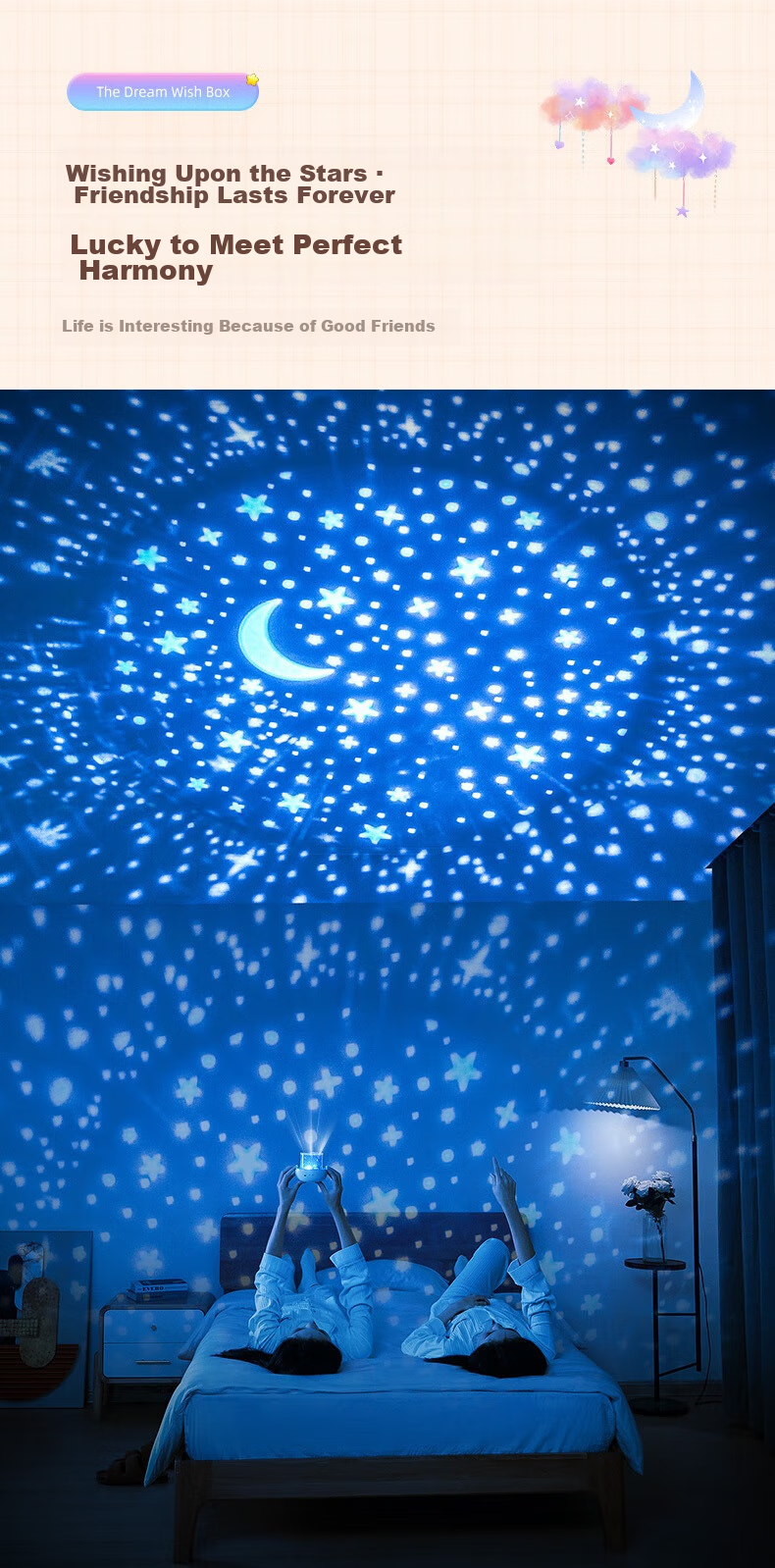 Xifeng Starry Sky Projection Lamp, Night Light, Bedroom Atmosphere Lamp, Children's Projector, Birthday Gift for Girls, High-End 5