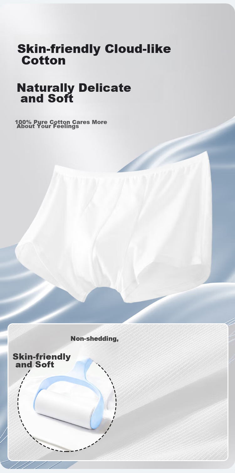 Nanjiren Disposable Men's Underwear, Pure Cotton Boxer Briefs, Sterilized, No-Wash, Daily Disposable, for Business Trips, Travel, Vacations, Individually Packaged, 5 Pieces, Size L 9