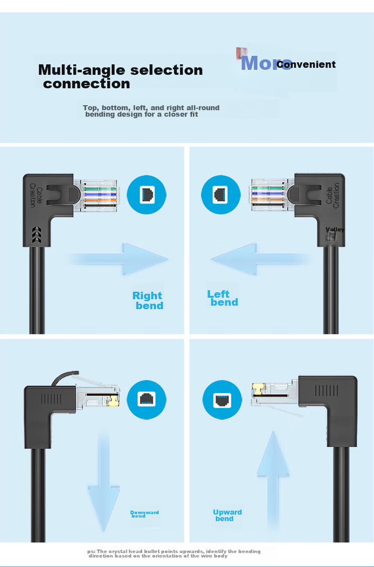 Cable Creation CAT6 Gigabit Ethernet Cable Connector RJ45 Crystal Head Elbow Computer Network Patch Cable Finished Network Cable, Upward Elbow 3 Meters CL0096 4