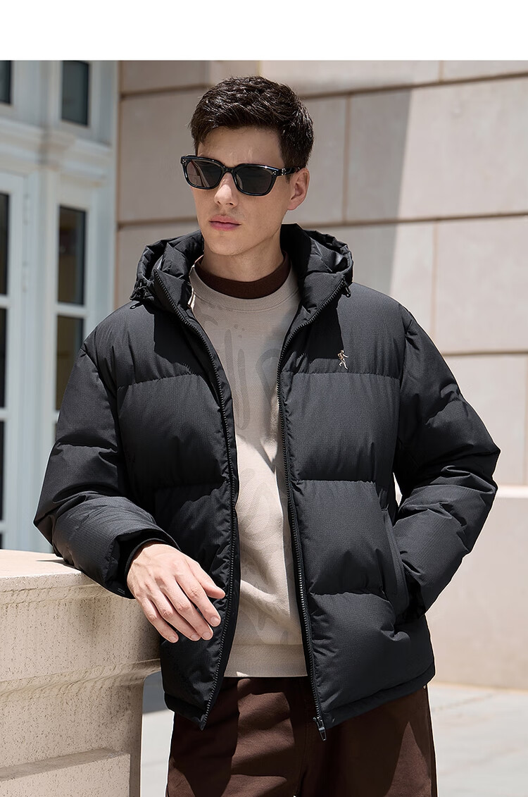 DANCING WOLVES [236G High-Loft Filling] Graphene Insulated Heavyweight Hooded Men's down Jacket, 001 Black, Size 185 8
