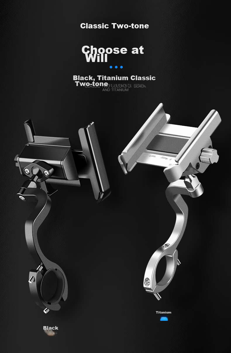 Move Iron Bicycle Phone Holder, Electric Motorcycle Phone Mount, Fixed Riding Navigation Bracket, Heightened Handlebar Style, Black 9