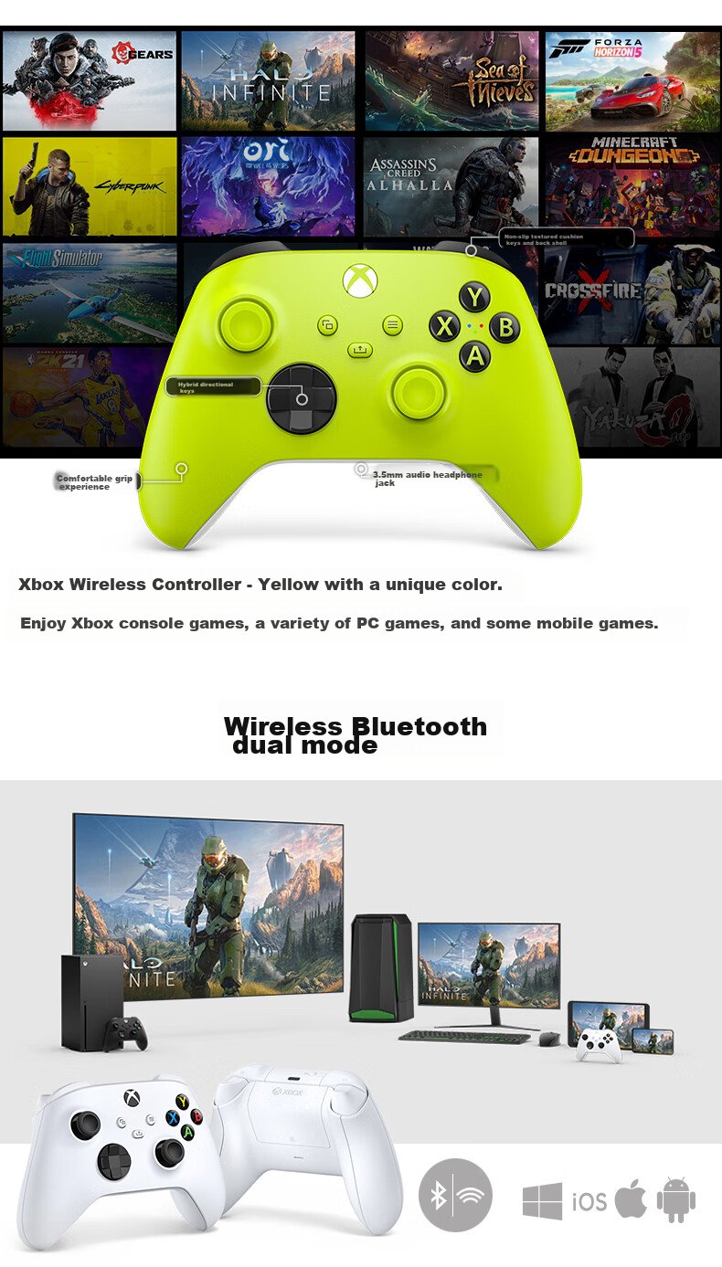 Microsoft Xbox Wireless Controller, Ice White, Bluetooth Compatible with Xbox/PC/Tablet/Phone, Steam Promotion Black Myth: Wukong Silk Song 2