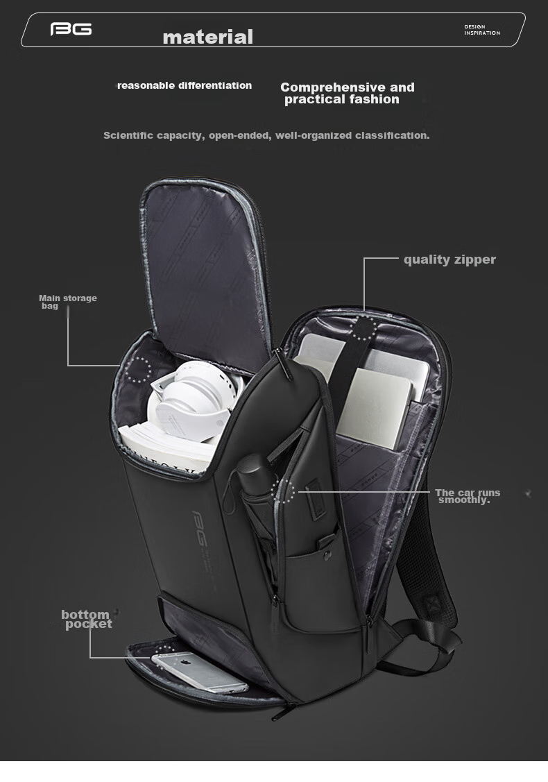 Bange Business Backpack for Men, Travel And College Student Schoolbag, Gift, Casual Travel Backpack, 17-Inch Laptop Bag, 7267 Gray 15