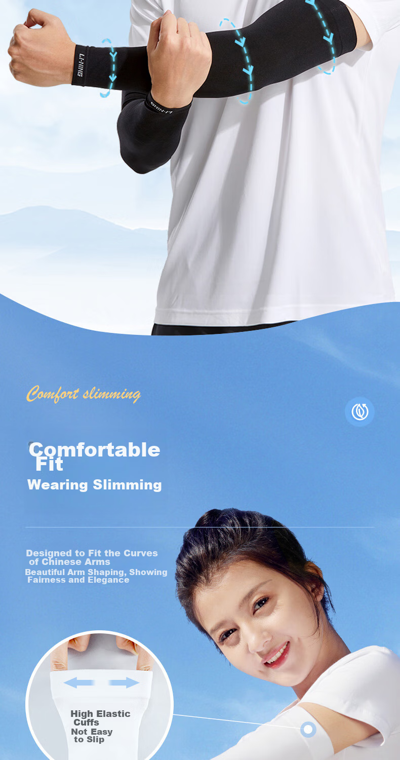 Li-Ning Ice Silk Sun Protection Arm Sleeves for Men And Women, UV-Resistant Cooling Arm Covers, Cycling Arm Guards, Arm Sleeves for Sun Protectio 10