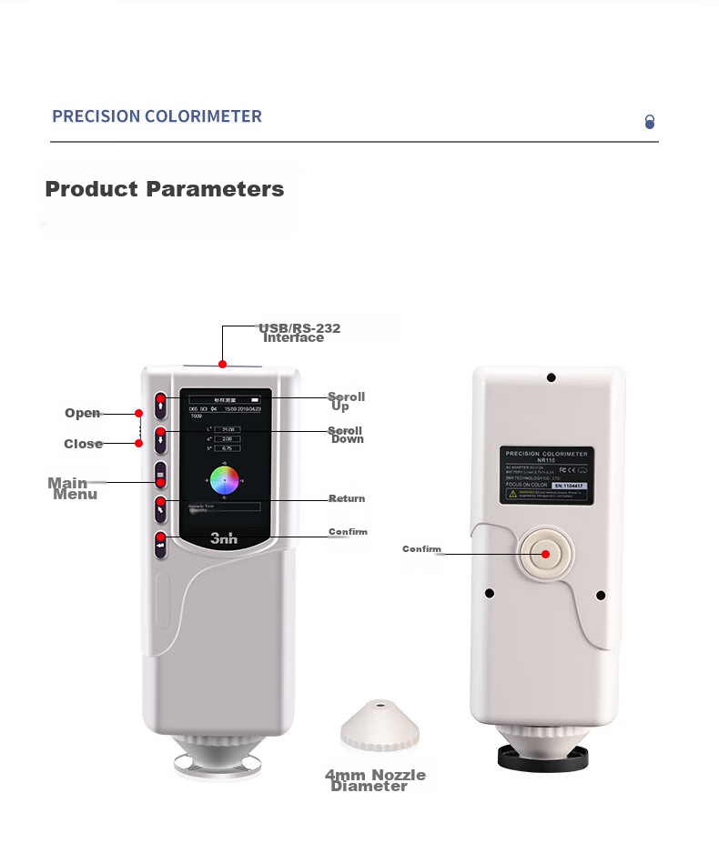 3Nh Portable Handheld Plastic Paint Color Difference Meter, Dual-Diameter Colorimeter for Coatings, NR110 9