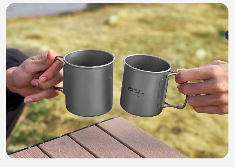 MOBIGARDEN Titanium Cup, Outdoor Camping Picnic Lightweight Portable Boiling Water Titanium Cup Water Bottle 300ml NX20666038 Titanium Color 14