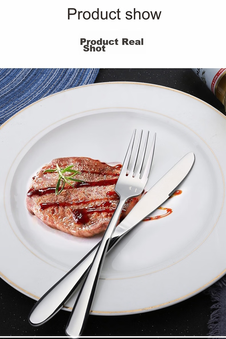 Edo 304 Stainless Steel Western Steak Knife And Fork Set, 410 Stainless Steel Tableware Set: Main Knife + Main Fork + Gift Box 13