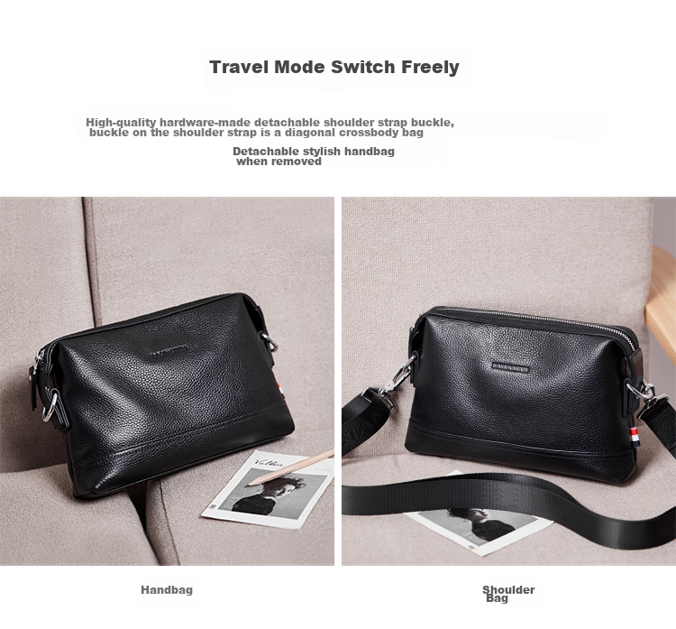 BOSTANTEN Shoulder Crossbody Bag for Men, Business Small Square Bag, Top-Grain Leather Horizontal Style Trendy Mini Backpack Messenger Bag 3