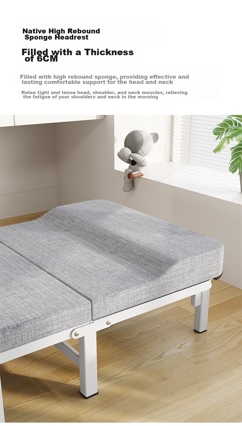 Nanjiren Folding Bed, Single Office Nap Bed, Accompanying Care Bed, Simple Bed, Small Nap Four-Fold Bed, 80cm 4