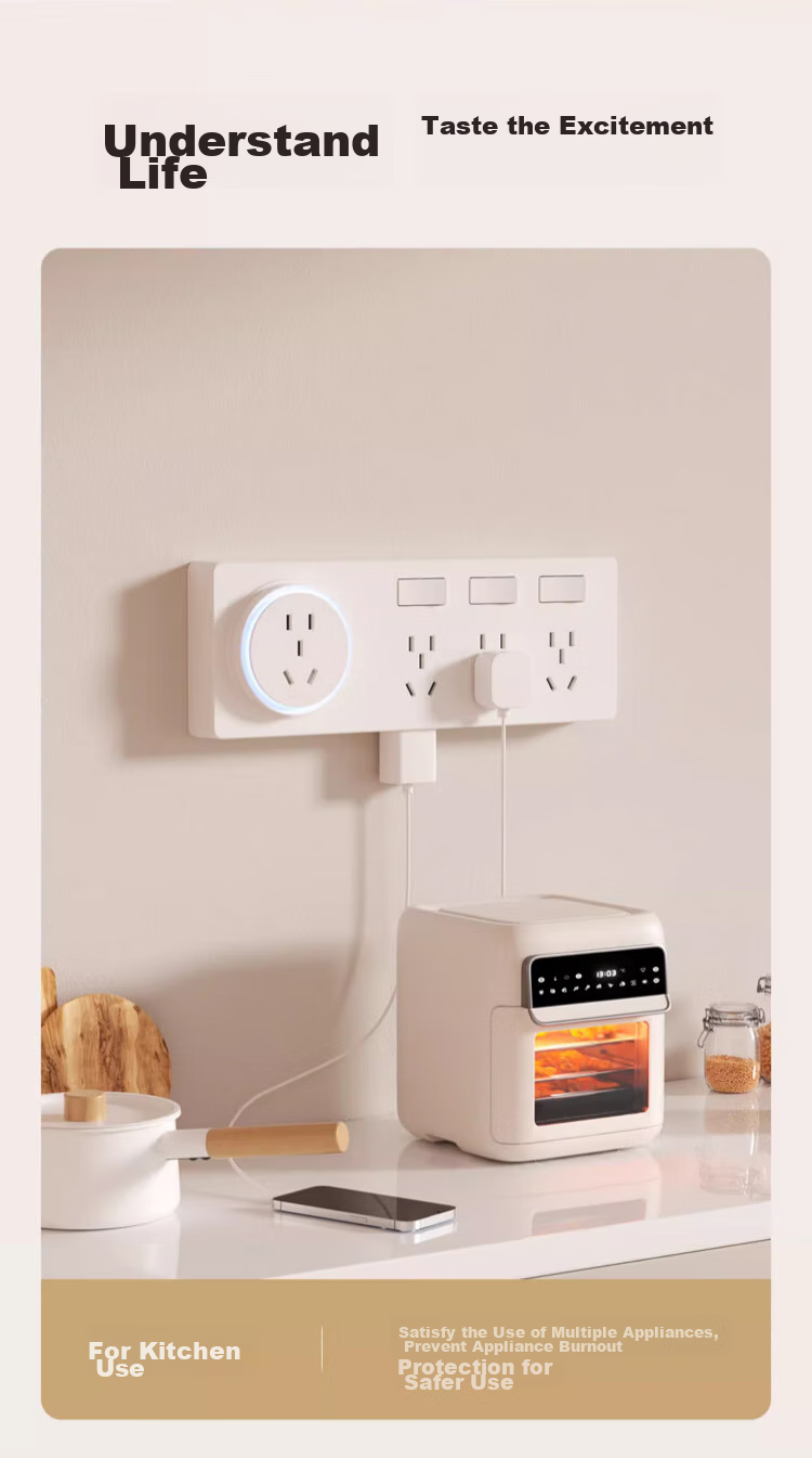 AUX 86-Type Expandable Socket with Switch Panel, Surface-Mounted Expansion Power Strip Converter, Multifunctional Power Strip, Gray, Four Outlets, Five-Hole, 10A 9