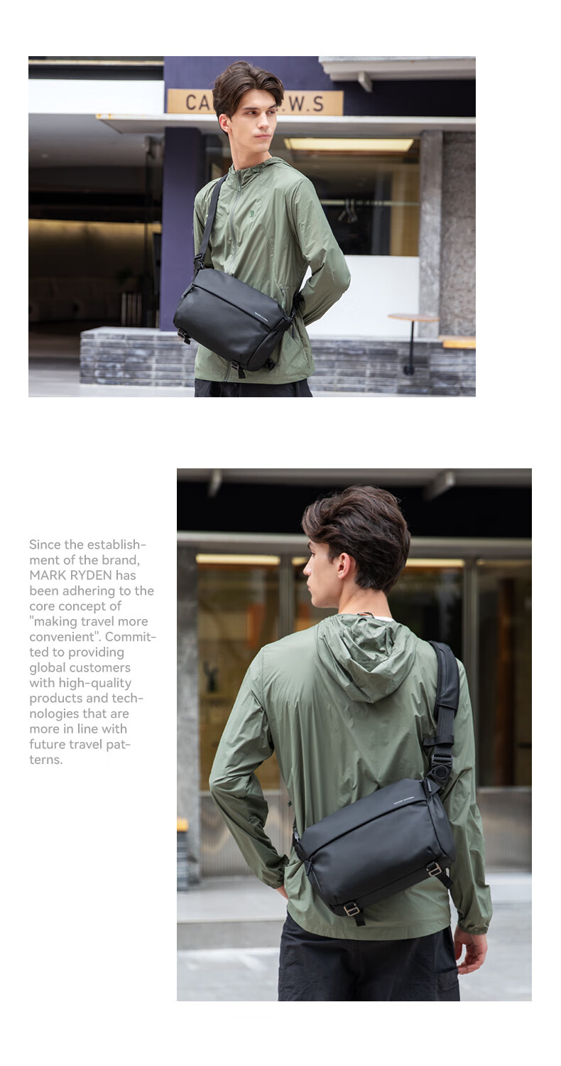 MARK RYDEN Large Capacity Lightweight Casual Versatile Crossbody Bag, Fashionable Trendy Commuter Cycling Functional Flat Shoulder Bag Chest Pack 5