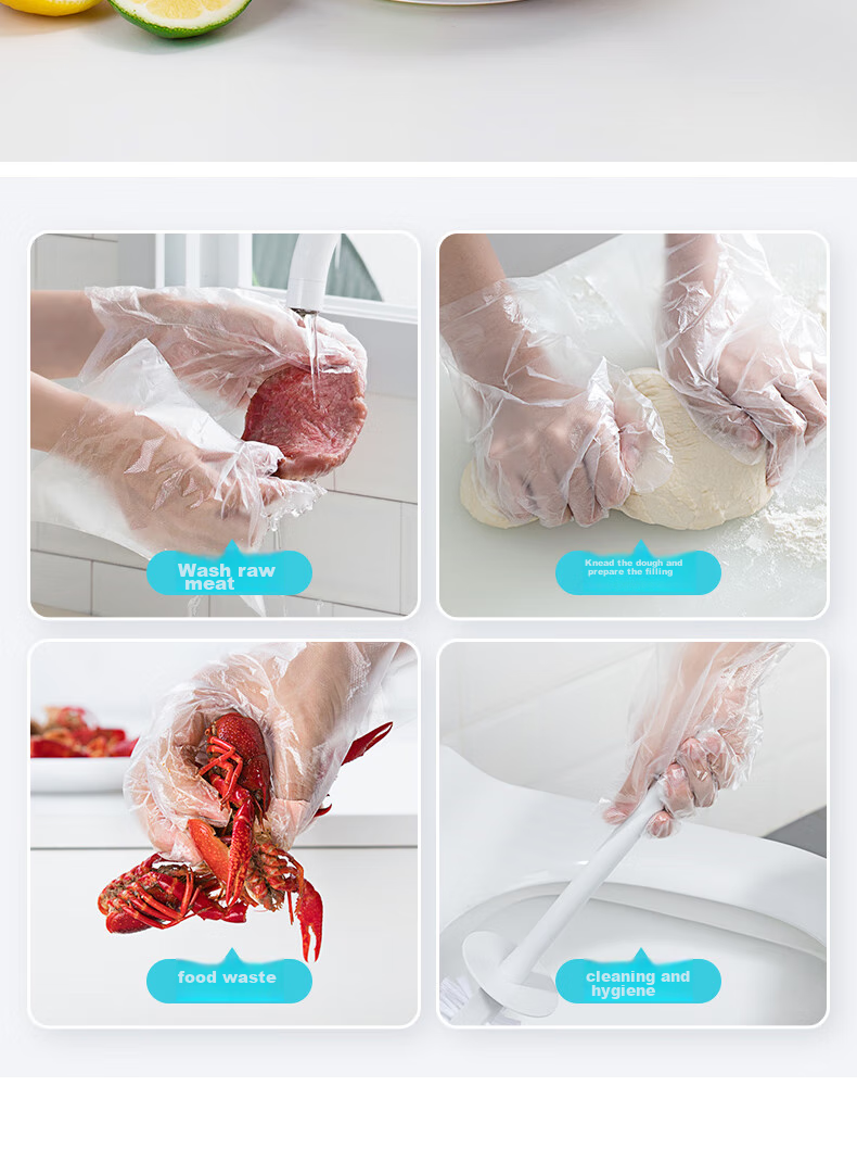 CHAHUA Disposable Gloves, Antibacterial, 160 Pieces, Baking Food PE Plastic, Large Adult Gloves, Thin Film Thickened 10