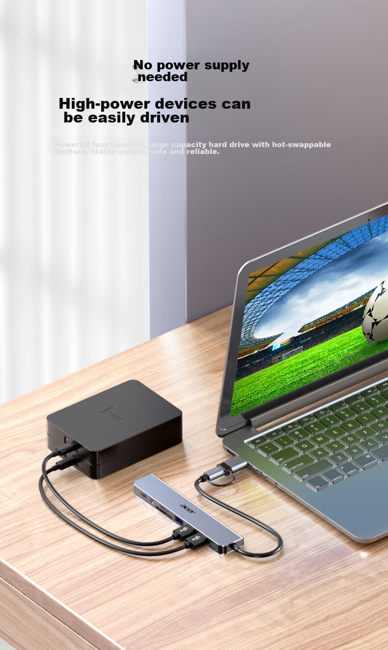 Acer Type-C Expansion Dock, USB3.0 Hub, SD/TF Card Reader Adapter, Compatible with Huawei, Android, MacBook Computers, Converter, Eight-I 7