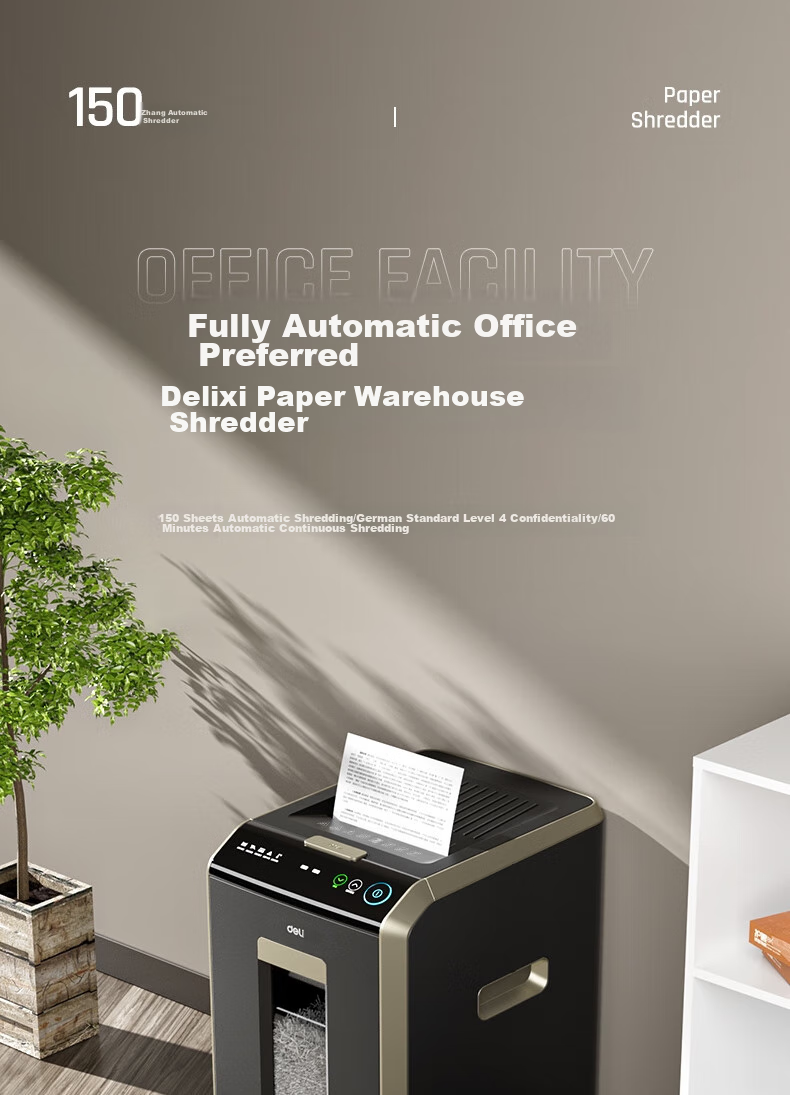 Deli Automatic Paper Shredder, 150 Sheets, 60 Minutes Continuous Shredding, 4-Level Confidentiality, Large Powerful Office-Specific Document Shredder, 30L Capacity, Paper Bin-Style, G3 1