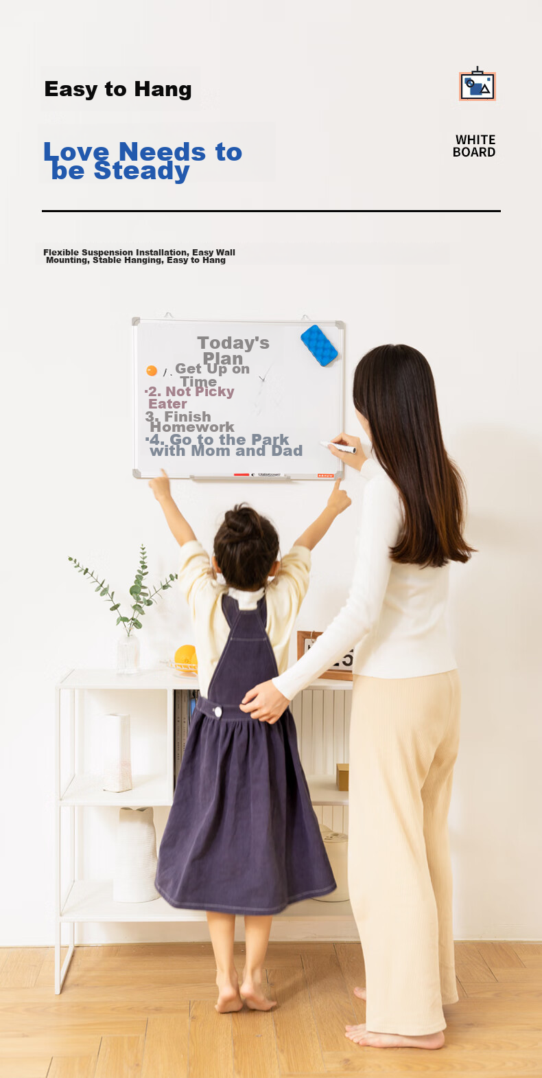BBNEW 45*60cm Magnetic Whiteboard Hanging Board for Office Meetings Home Teaching Children's Drawing Board Training Blackboard Office Educational Hanging Board NEWX4560 6
