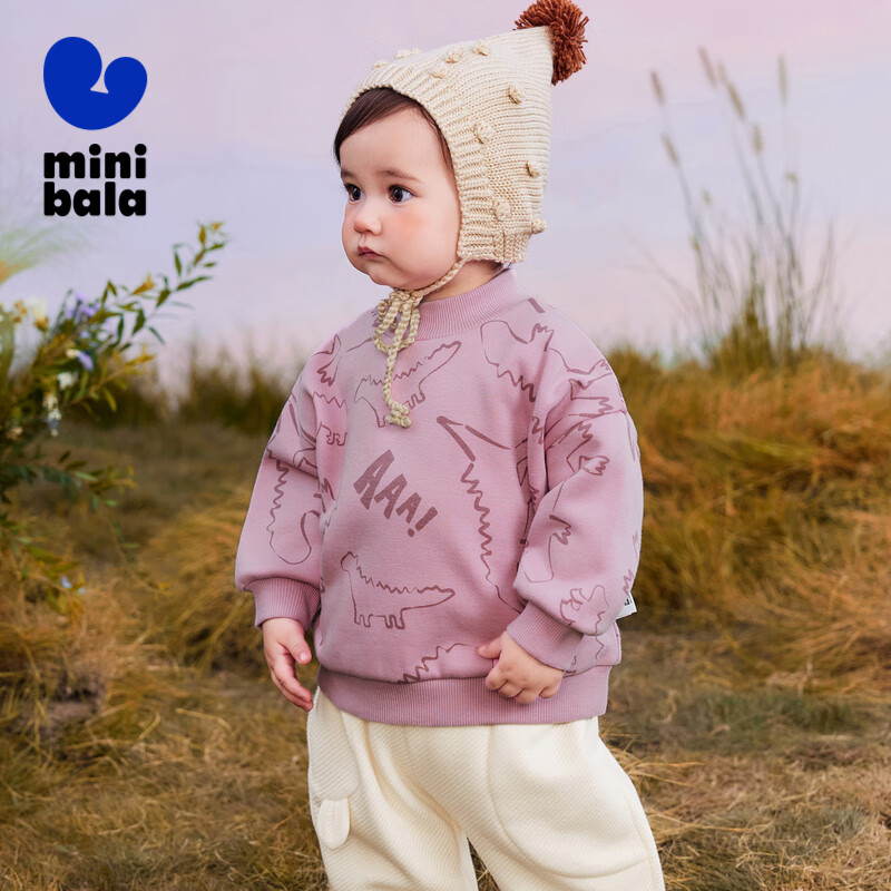 Minibala Fleece-Lined Sweatshirt Unisex Kids Warm 2024 Winter New Long Sleeve Half Turtleneck Top