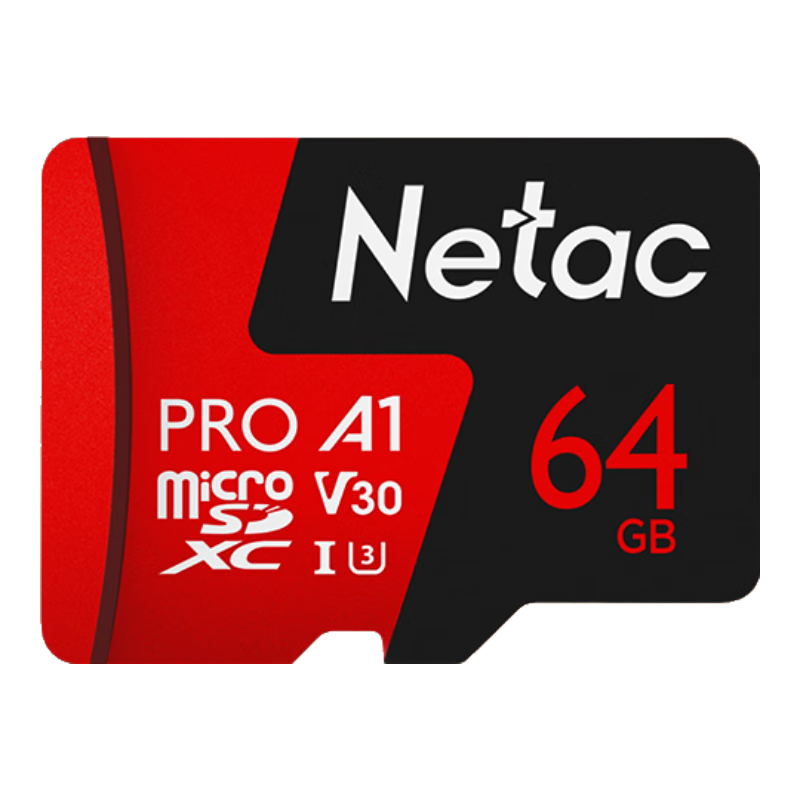 Netac 64GB TF (MicroSD) Memory Card P500 Series, A1 U3 V30 4K Durable Dash Cam & Surveillance Camera Memory Card, Read Speed 100MB/s