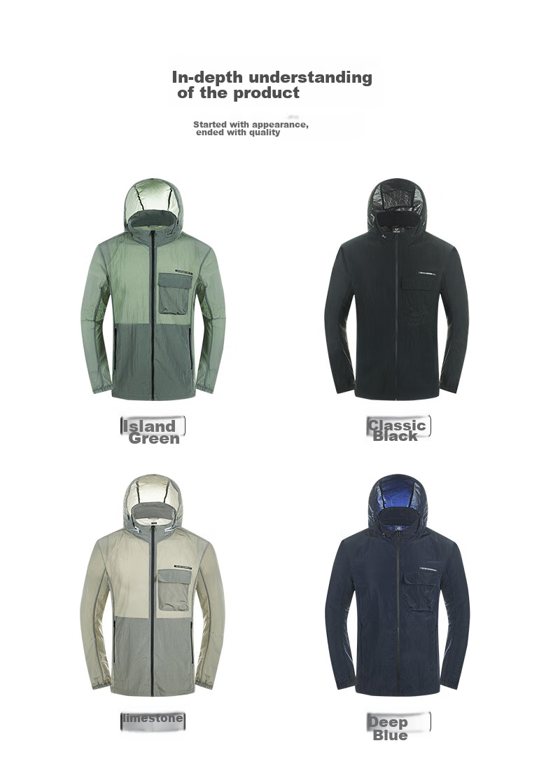 TECTOP Sun Protection Jacket, Men's Lightweight Breathable Hooded Skin Coat, Black M 18