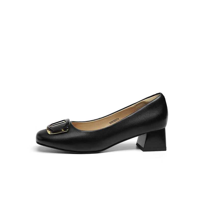 RED DRAGONFLY Chunky Heel Women's Shoes, Spring And Autumn Women's Shoes, French Elegant High Heels, Commuter Leather Shoes WFB15027, Black, Size 39