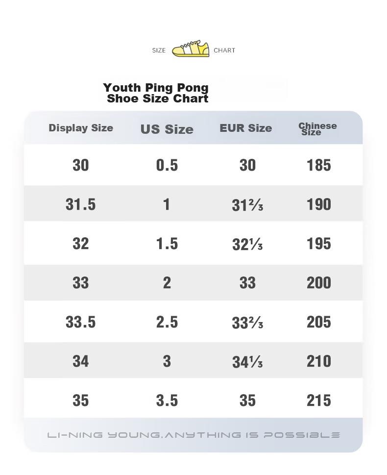 Li-Ning Table Tennis Shoes for Children, Yingyan 2.0 Breathable Shock-Absorbing Professional Competition Training Sports Shoes, Size 35 7