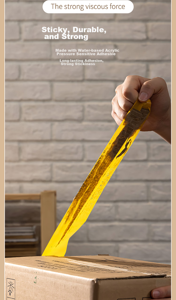 Deli Premium Yellow Packing Tape, 48mm*100m*50μm, 5 Rolls Per Tube, 33976, Express Packaging, Large Roll for Sealing Boxes 4