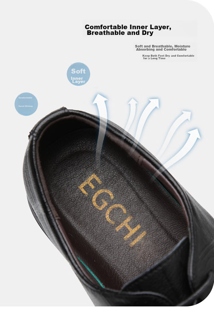 EGCHI Men's Leather Shoes, Business Formal Shoes, British Fashion Lace-Up Soft Leather Breathable Round Toe Shoes J3669 Black Size 38 11