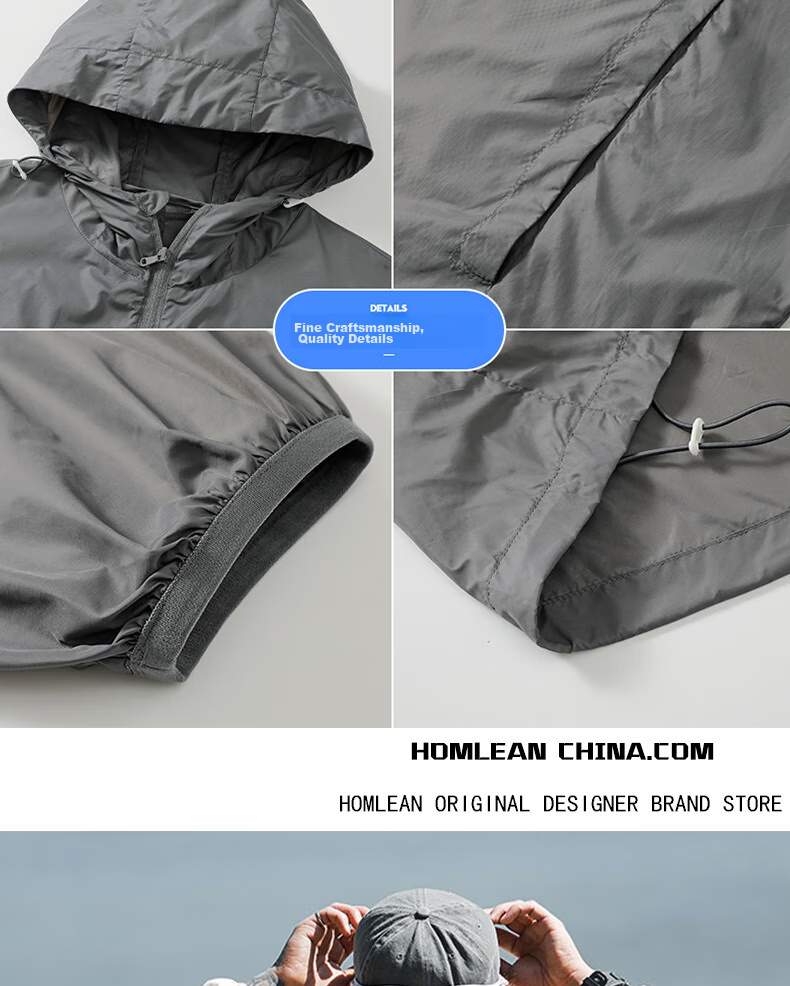 Homlean Sun Protection Jacket for Men, Spring And Summer Ice Silk UV-Resistant Lightweight Breathable Outdoor Sun Protection Coat F001 White M 4