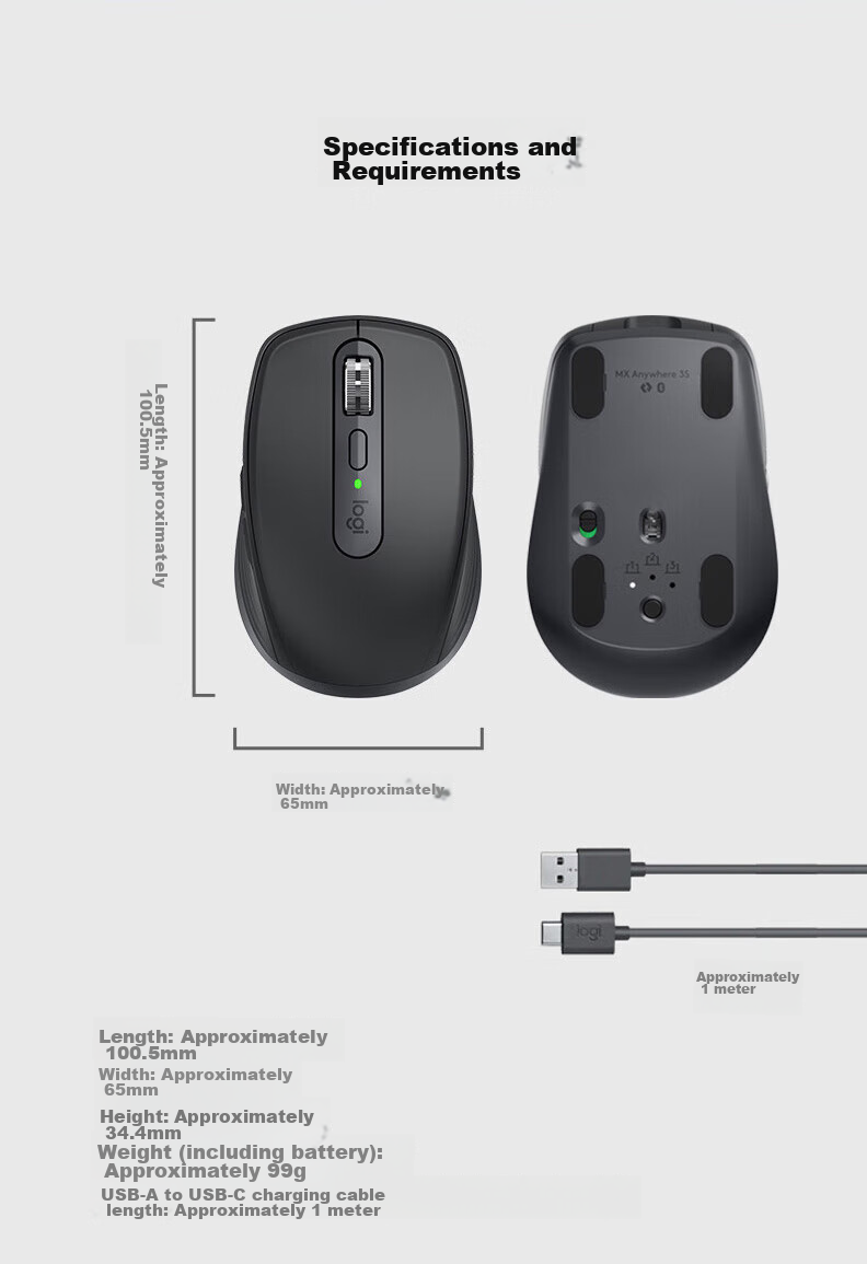 Logitech MX Anywhere 3S, Enterprise-Grade Wireless Bluetooth Dual-Mode Silent Smart Portable Office Mouse, Fast Charging Long Battery Life, Space Silver [Group Purchase Discount] 14