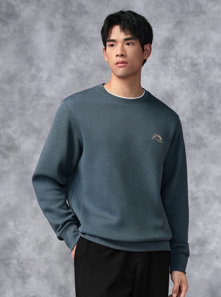 HLAHLA Men's Sweatshirt Mountain Series Embroidered Crew Neck Simple Long Sleeve 9
