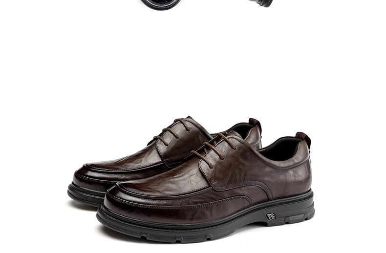 Aokang Leather Lace-Up Shoes for Men, British Style Formal Business Shoes, Black, Size 43 17