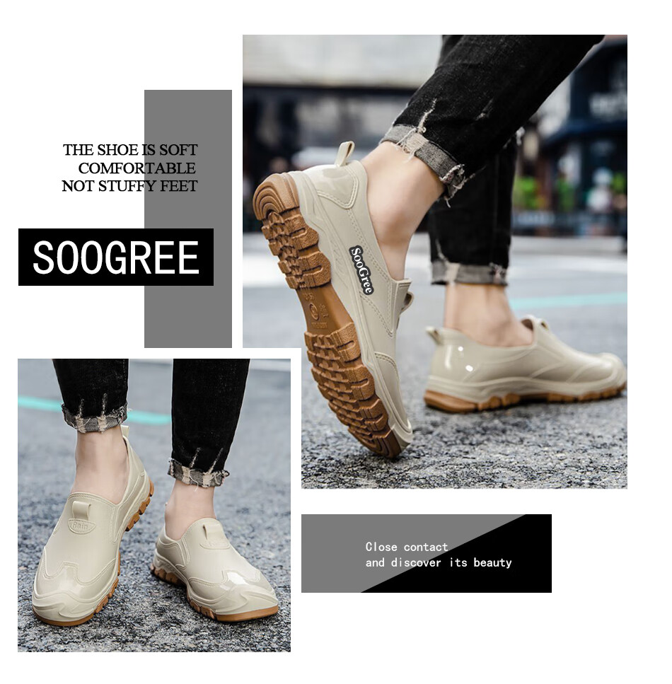 SooGree Men's Low-Top Rain Boots, Stylish, Lightweight, Non-Slip, Wear-Resistant, Work Boots, Fishing Shoes, Construction Site Waterproof Shoes, Rubber Boots 2