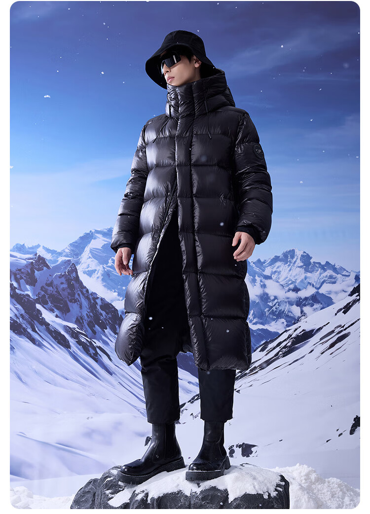 JD Original Black And Gold Goose down Jacket, Unisex Long Style Winter Coat for Couples, Thickened Outerwear Men's Clothing, Black XL 17