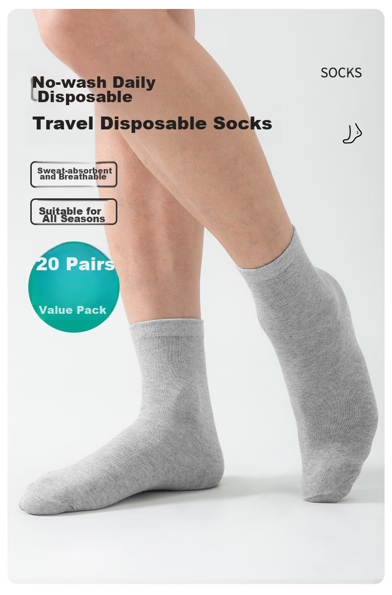 Briars 10A Disposable Socks for Women, Summer Thin Daily-Use Socks, Sweat-Absorbing Breathable Sports Socks, Mid-Calf Women's Socks, 20 Pairs 1