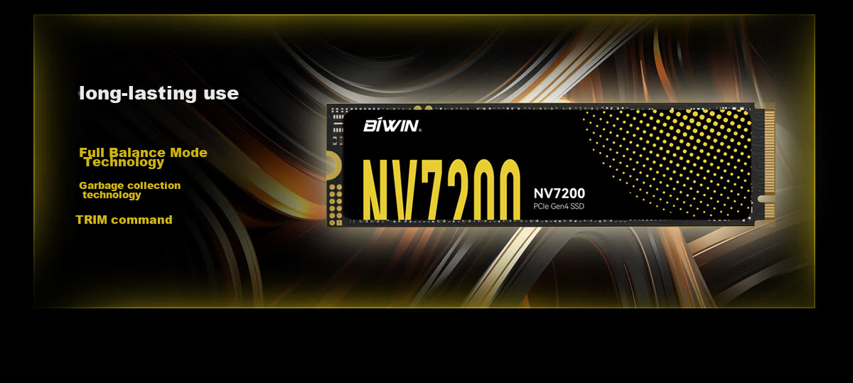 BIWIN 1TB SSD Solid State Drive M.2 Interface (NVMe Protocol), NV7200 Series, PCIe4.0 Read Speed 7200MB/s, AI PC Computer Storage Accessory 15