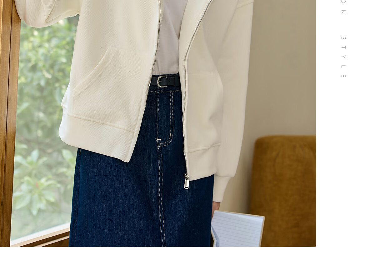 Chushen Spring and Autumn Casual Short Jacket Women Zipper Design Hooded Pocket Sweatshirt Loose Top S143U1003 15