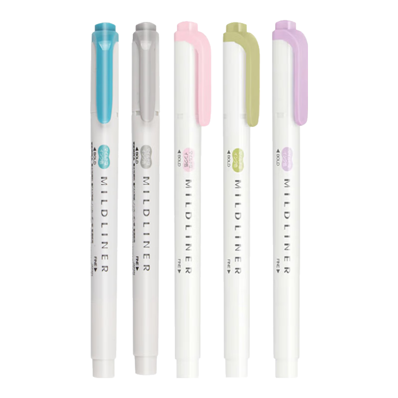 ZEBRA Fluorescent Pen, WKT7 Dual-Tip Soft Highlighter, Student Marker for Notes And Journaling, Morandi Color Series, 5-Color Set