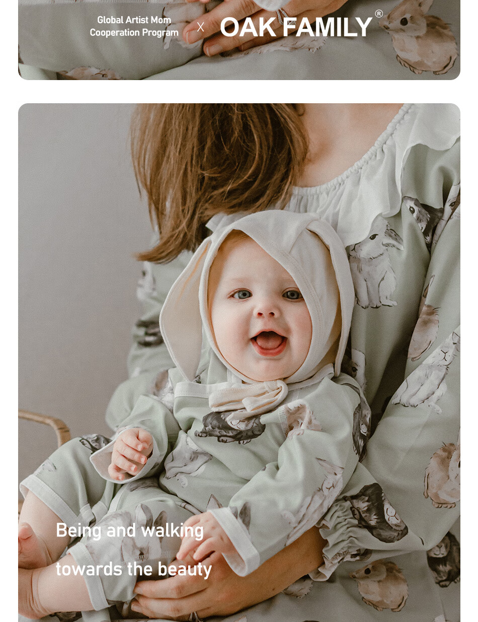 OAK FAMILY Newborn Baby Rabbit Ear Cap, Spring And Autumn Season, Pure Cotton Fontanelle Cap for Newborns, Children's Hat, 42cm 15
