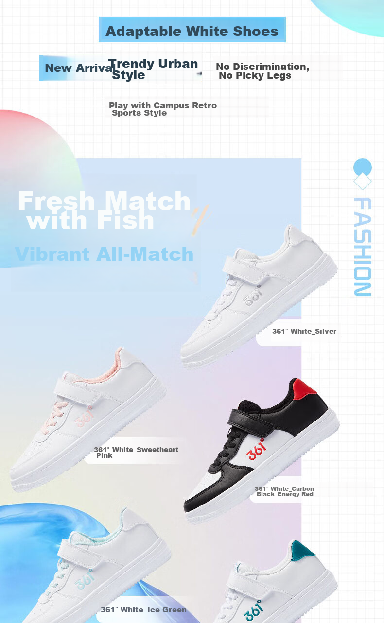 361° Children's All-Season Skateboard Shoes for Boys And Girls (Ages 3-12), Versatile Velcro Skateboard Shoes, White Sneakers, Green, Size 36 2