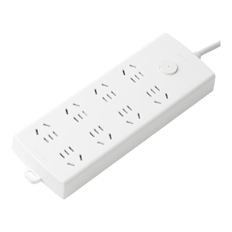Deli Pearl White Series National Standard Safe Power Strip/Extension Cord/Power Bar/Power Board/Surge Protector with Master Switch, 8 Outlets, 3 Meters, LX126
