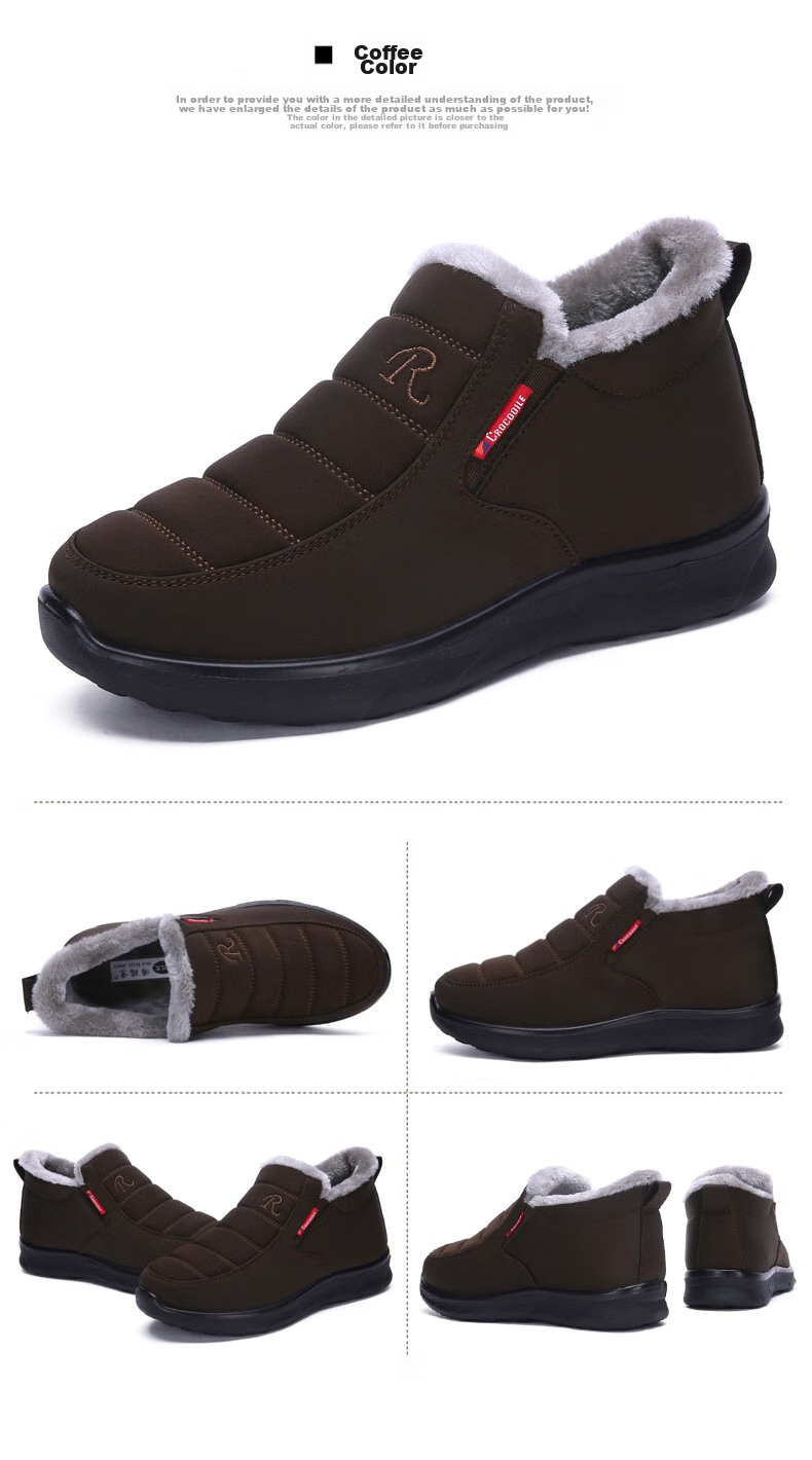 Ankang Winter Fleece-Lined Cotton Shoes, Traditional Beijing Cloth Shoes for Women, Middle-Aged And Elderly Waterproof Mom Shoes AK78896 Red 37 21