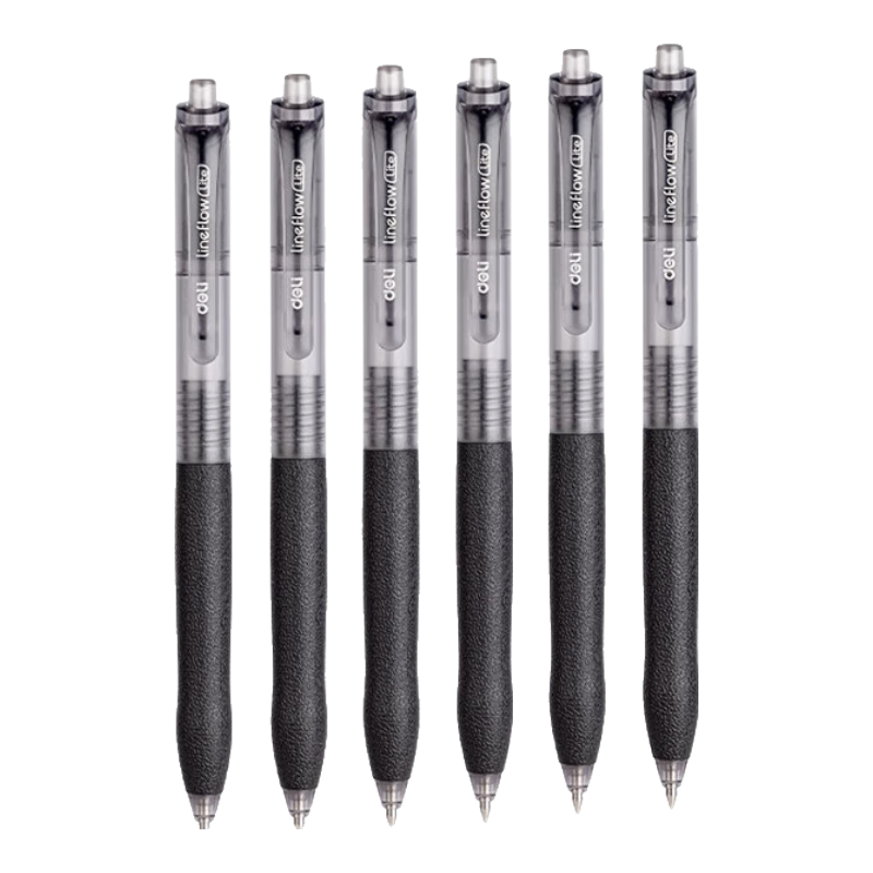 Deli Ultra-Smooth Gel Pen, 0.5mm Bullet Tip, Retractable Pen, Office Supplies, Student Gel Pen, Black, 12 Pens/box, S07 for College Entrance Exam